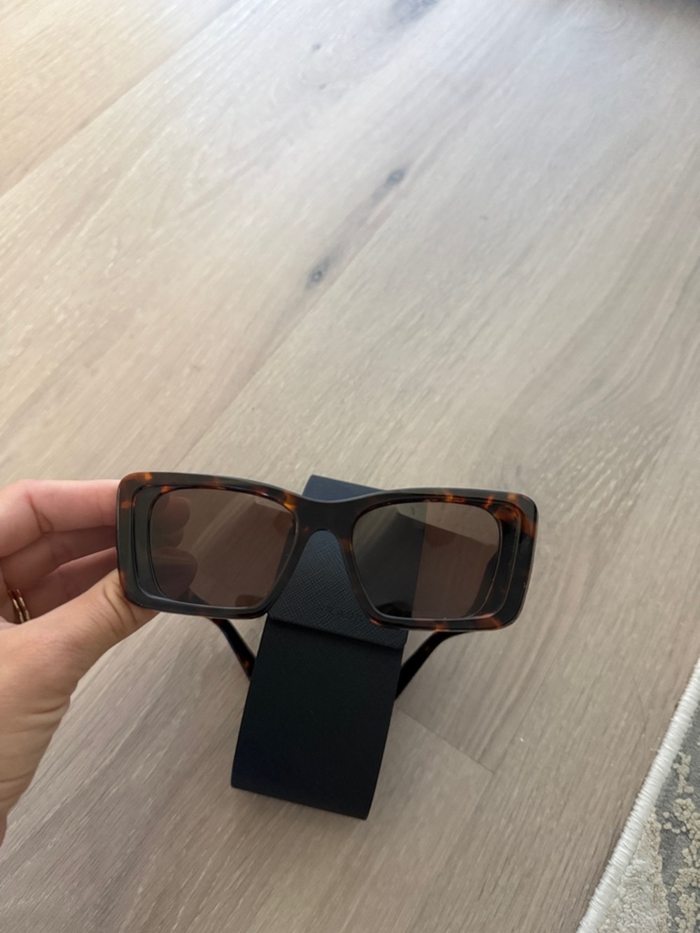 Prada Tortoiseshell Rectangular Sunglasses - Brown - Picture 2 of 7